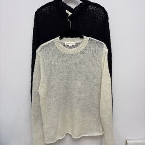 Sugar Moon Lot Of 2 Open Weave Long Sleeve Sweaters, White, Black, Womens Medium